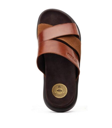 Base London Mens Ponza Leather Slip-on Sandals (Dark Tan) - UTFS10921