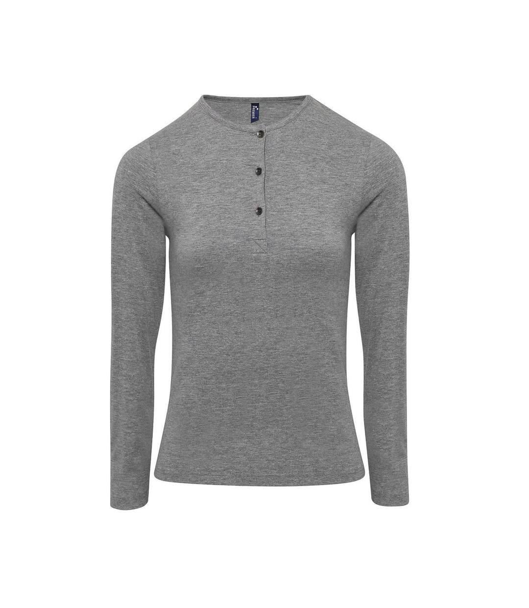 T-shirt henley manches retroussables - Femme - PR318 - gris