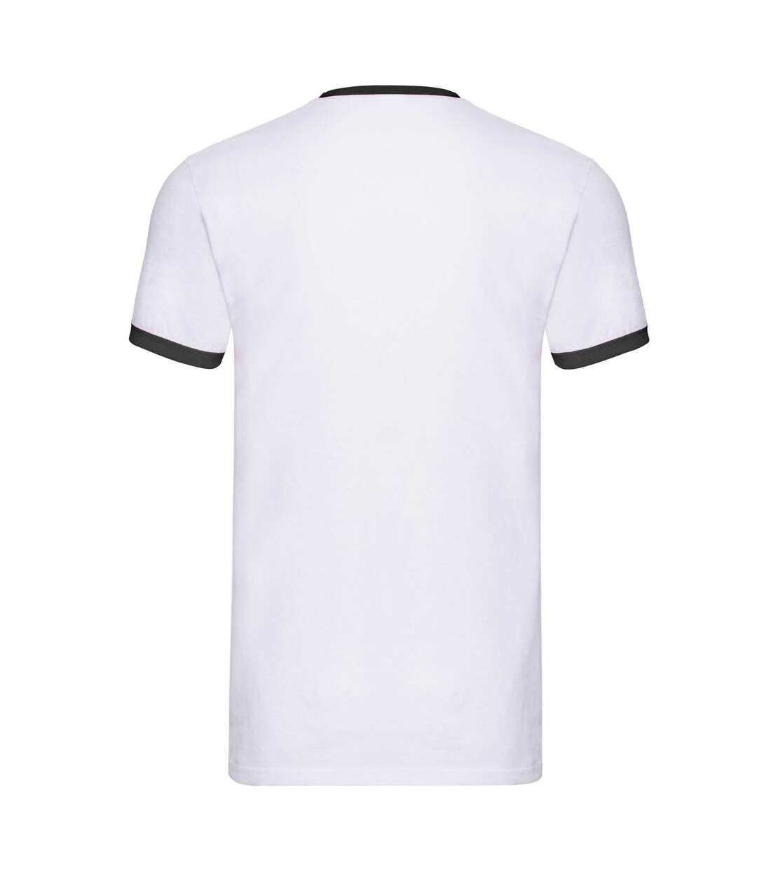 Mens Ringer T-shirt White Black Fruit Of The Loom-2