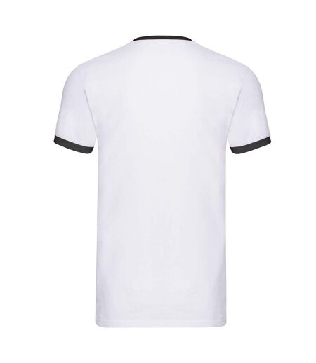 Mens Ringer T-shirt White Black Fruit Of The Loom