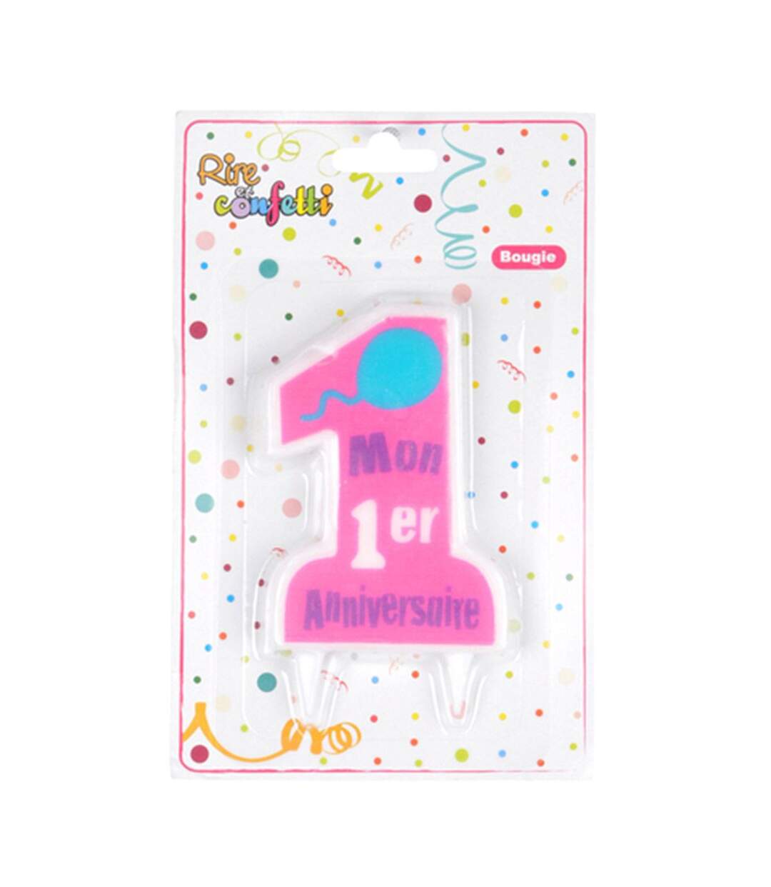 Bougie Mon Premier Anniversaire 9cm Rose-2