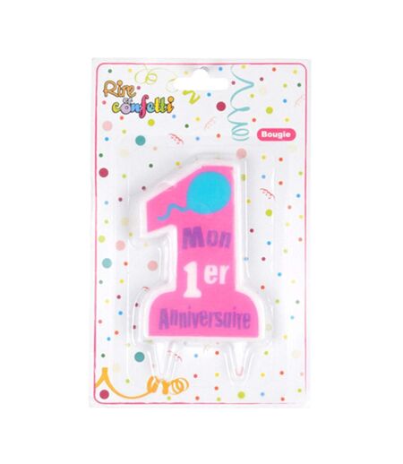 Bougie Mon Premier Anniversaire 9cm Rose