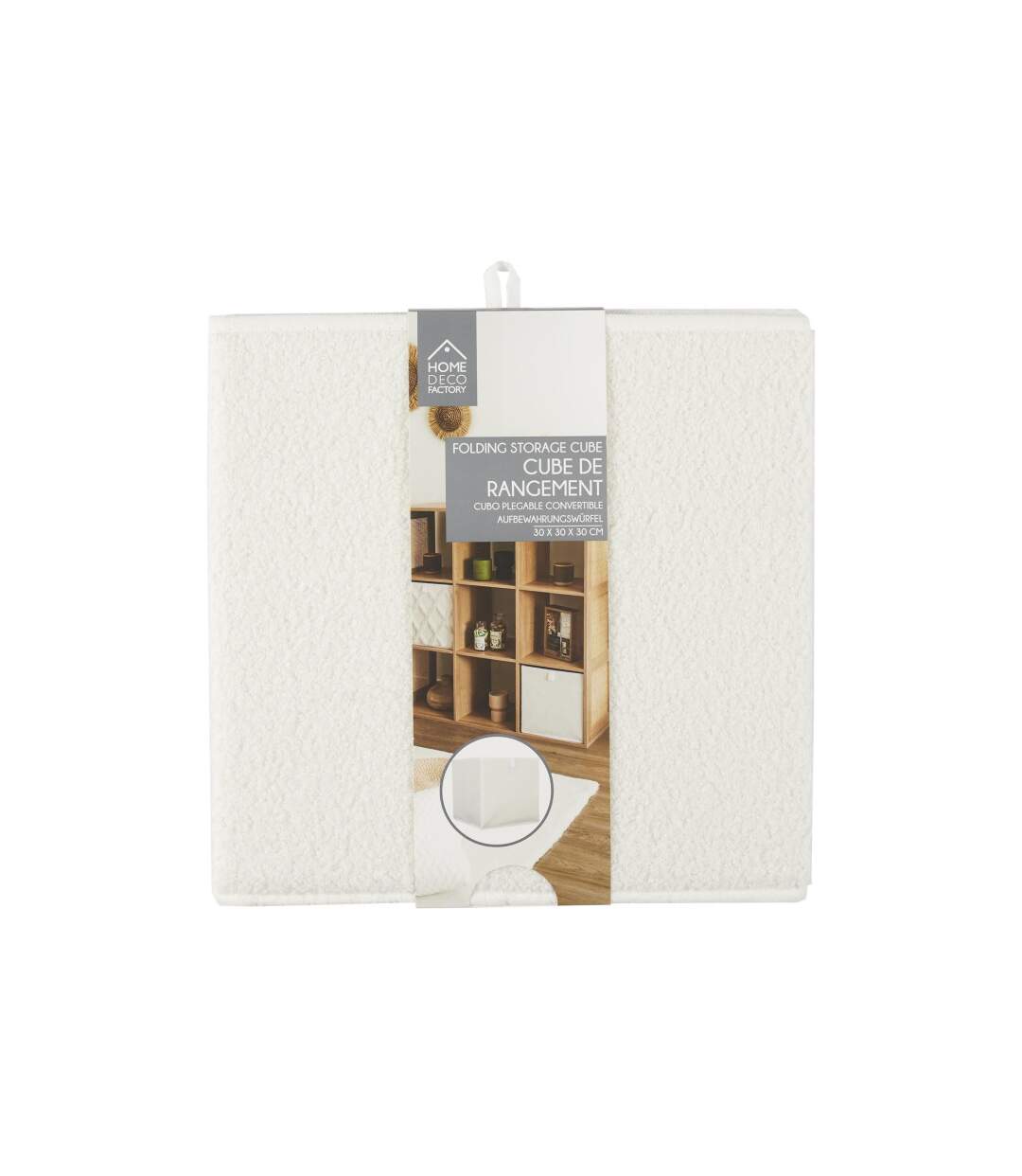 Boîte de Rangement Pliable Bouclette 30x30cm Beige-4