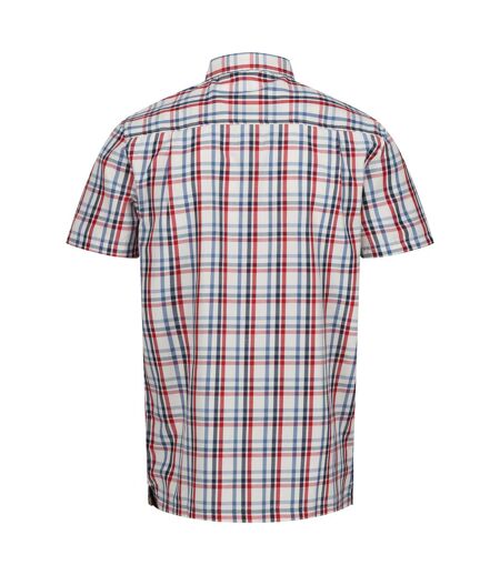 Regatta Mens Mindano VIII Checked Short-Sleeved Shirt (Danger Red/Coronet Blue/Moonlight Denim/Marshmallow)