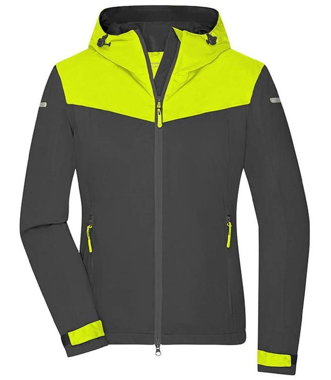 Veste 4 saisons softshell - Femme - JN1179 - gris carbone et jaune vif-2