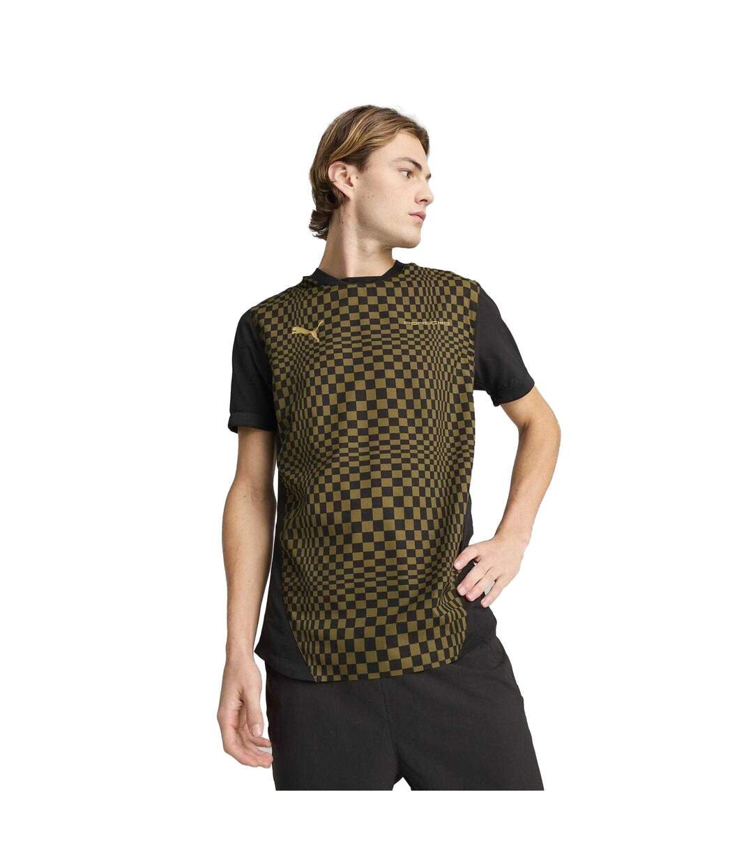 Mens Porsche Spirit Checkerboard T-shirt Olive Puma-4