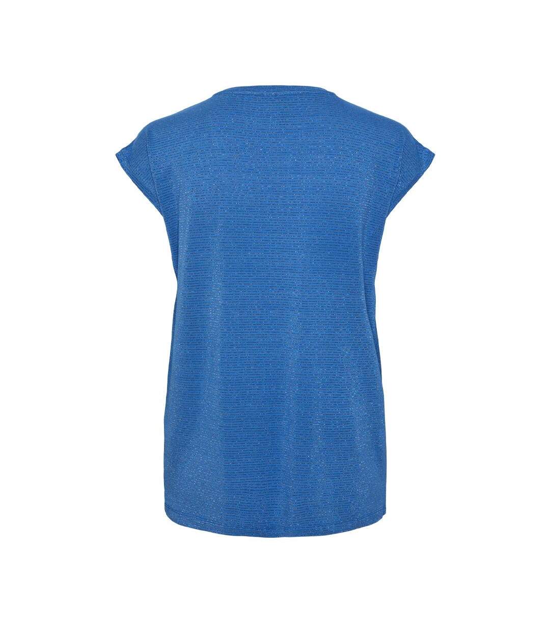 T-shirt Bleu Femme Pieces Lurex Stripes - L