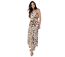 Robe coupe longue fendue IMANY imprimé ethnique noir et beige Coton Du Monde-1