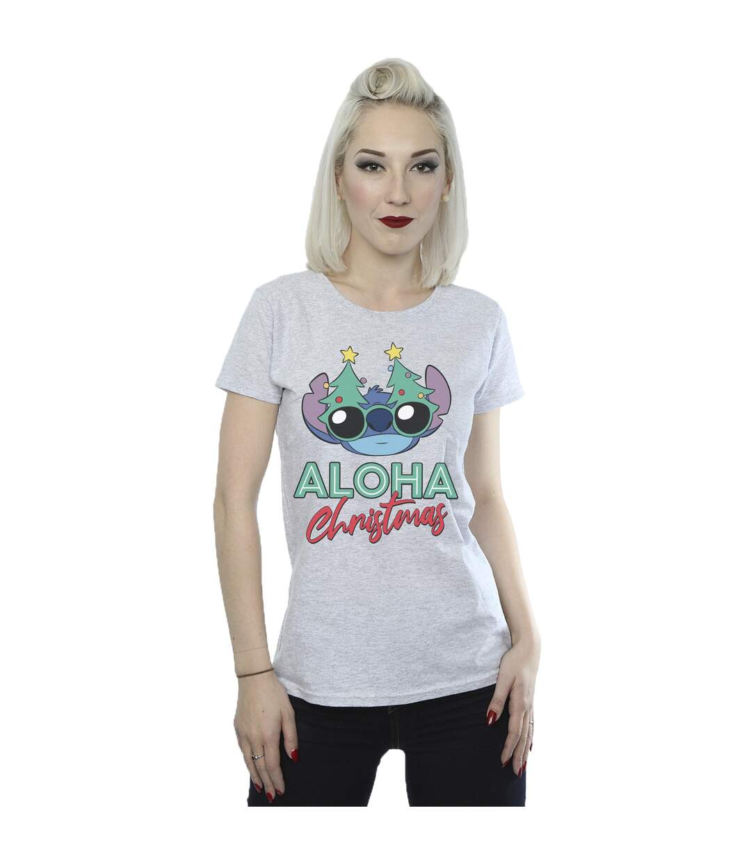 Disney T-shirt en coton Femme/Ladies Lilo And Stitch Christmas Tree Shades (Gris sportif) - UTBI25633-2