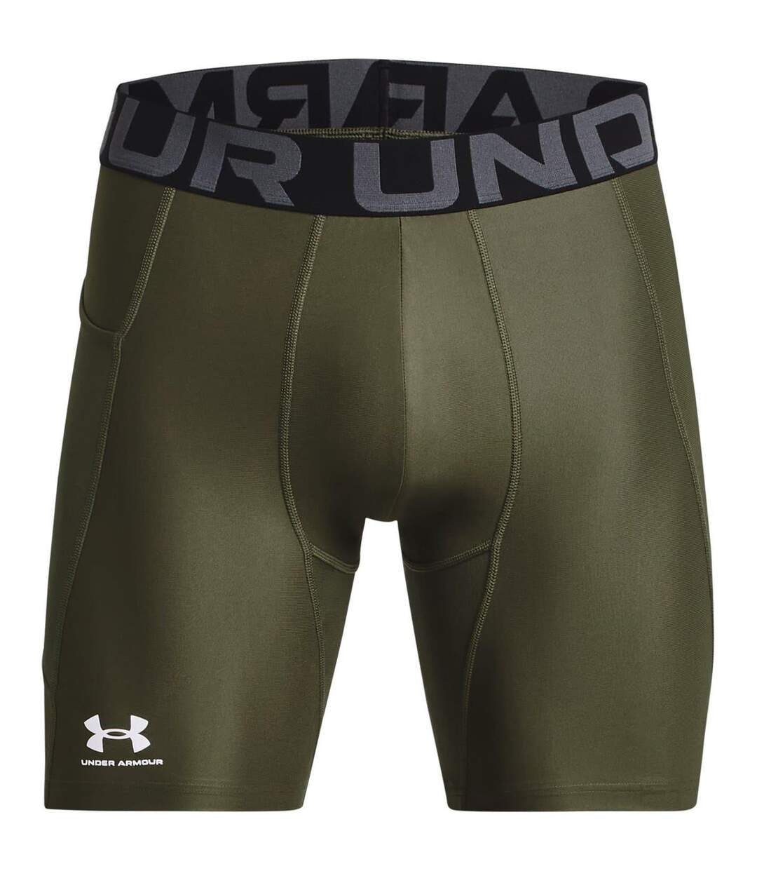 Mens Heatgear Fitted Compression Shorts Marine Od Green Under Armour-1