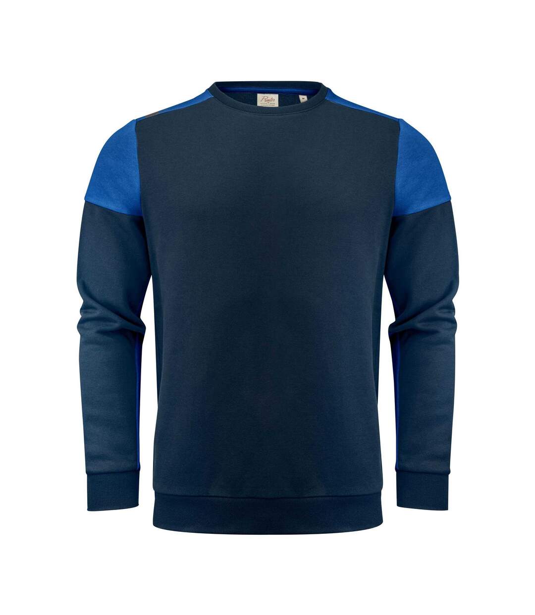 Mens Contrast Crew Neck Sweatshirt Navy Cobalt Printer PRIME-1