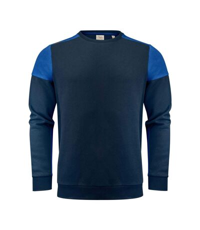 Mens Contrast Crew Neck Sweatshirt Navy Cobalt Printer PRIME