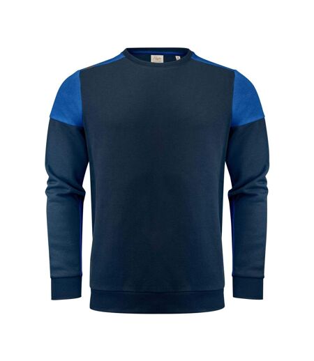 Mens Contrast Crew Neck Sweatshirt Navy Cobalt Printer PRIME