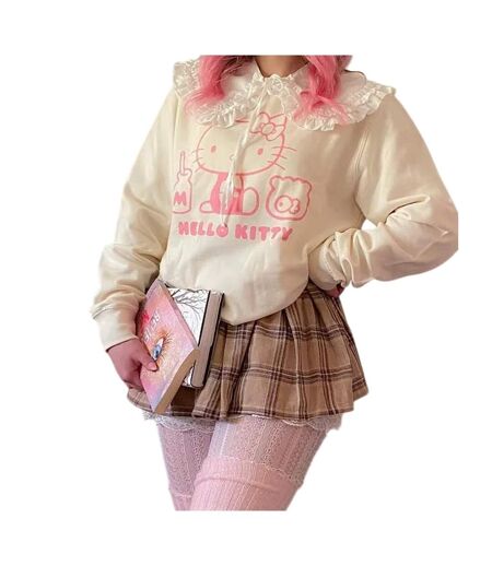 Sweat Motif/style Contour Adulte Beige Hello Kitty