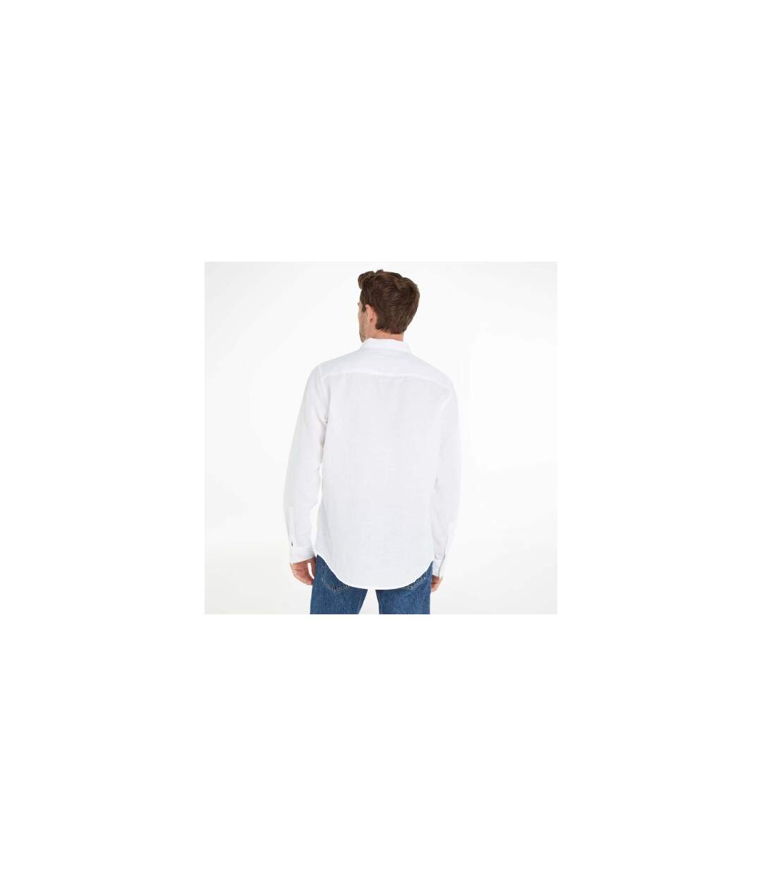 Mens Cotton Lined Regular Shirt White Calvin Klein-1