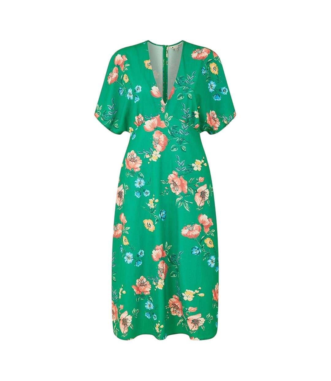 Robe Portefeuille Manches Style Kimono Motif/style Floral Femme Vert Yumi-2