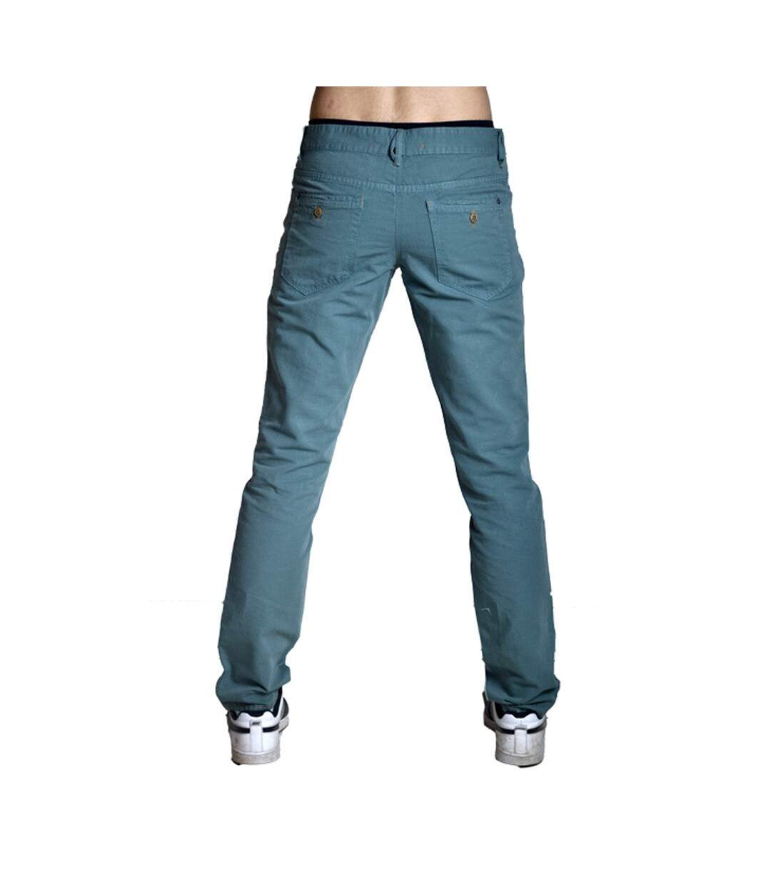 Pantalon homme coupe slim fit de couleur vert 5 poches-4