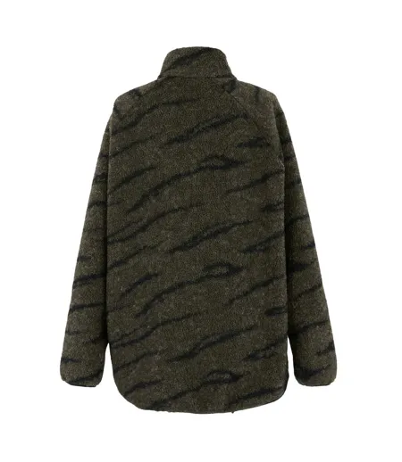 Womens/ladies Frankie Borg Full Zip Fleece Jacket Khaki Green Black Regatta