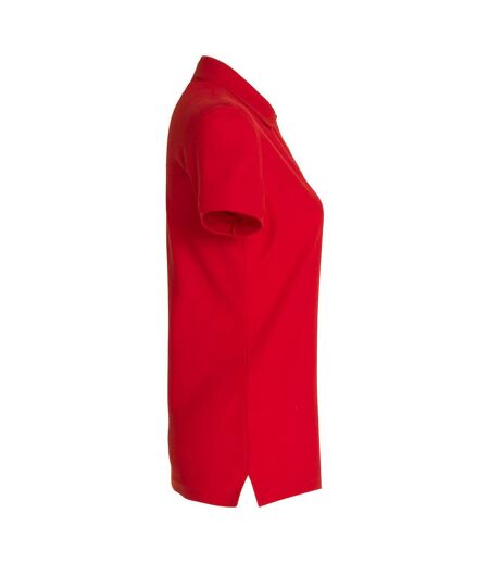 Womens/ladies Plain Polo Shirt Red Clique