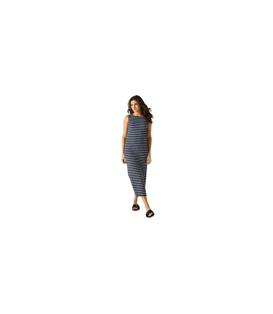 Robe Mi-longue Motif/style Rayures Contrastées Amorie Femme Bleu Marine Blanc Regatta-1