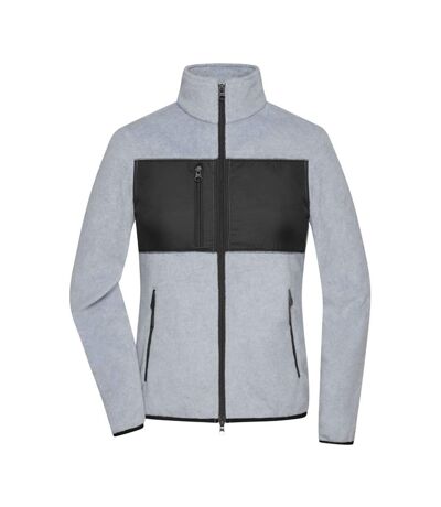 Veste polaire femme gris clair chiné / noir James and Nicholson