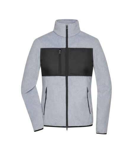 Veste polaire femme gris clair chiné / noir James and Nicholson