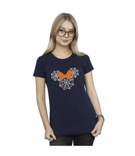 Disney Femme/Les femmes Minnie Mouse - T-shirt en coton avec tête de toile d'araignée (Bleu marine) - UTBI33550