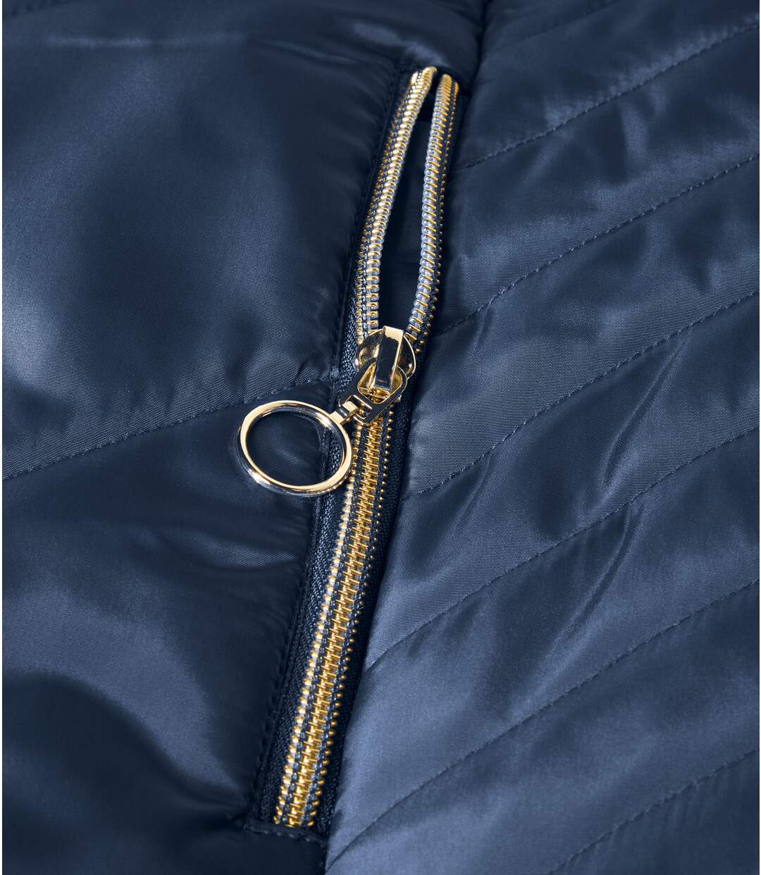 Women's Navy Padded Parka with Hood-11