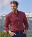 Chemise en Popeline Rayée Bordeaux-6