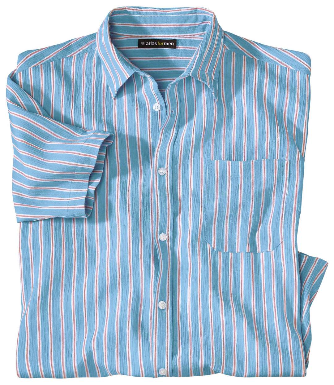 Men's Striped Crepe Shirt - Blue White Pink-4