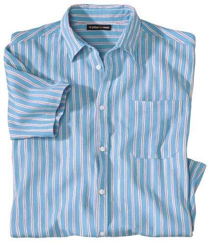 Men's Short Sleeve Striped Crepe Shirt