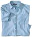 Men's Striped Crepe Shirt - Blue White Pink