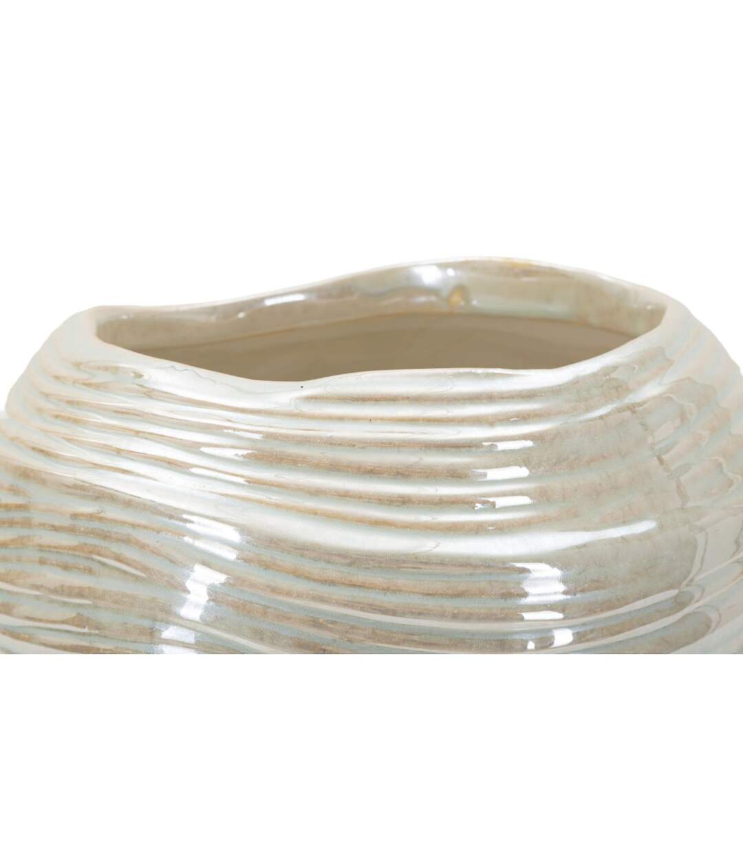 Vase Rond en Céramique Perly 22cm Blanc-3