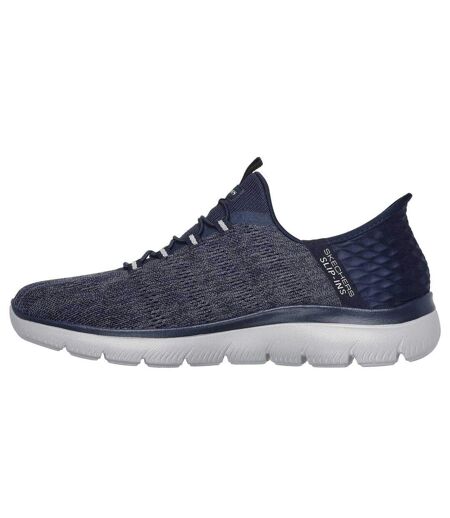 Mens Summits Key Pace Mesh Slip-in Flat Trainers Navy Skechers