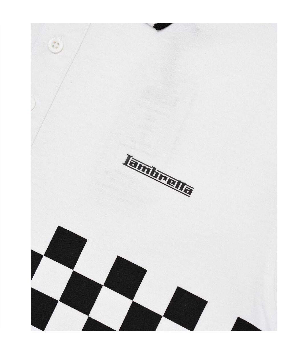Mens Toned Polo Shirt White Black Lambretta-4