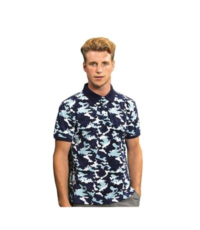 Polo À Motif Camouflage Homme Bleu Camouflage Asquith & Fox