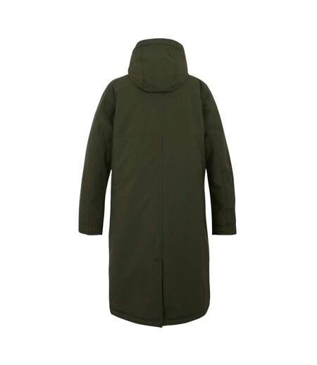 Womens/ladies Yarli Longline Waterproof Jacket Dark Khaki Light Vanilla Regatta