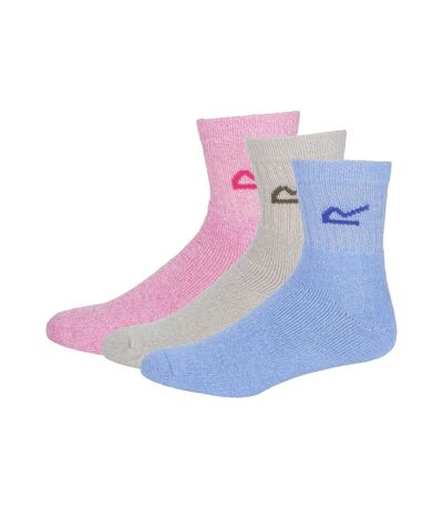 Great outdoors womens/ladies marl effect socks 3 pack bright blush marl Regatta