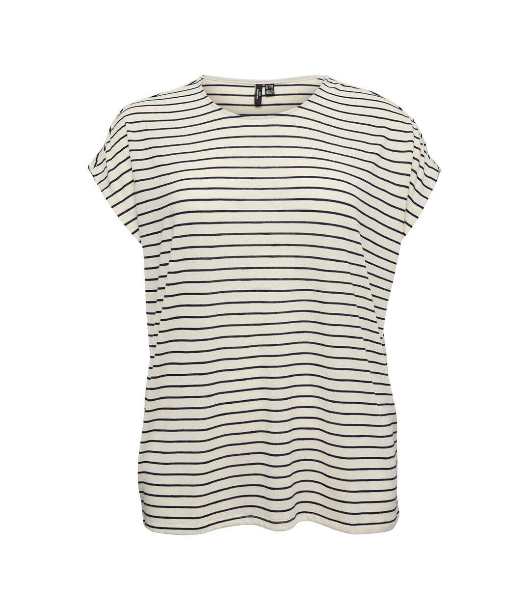 T-Shirt beige/noir femme vero moda cholli-1