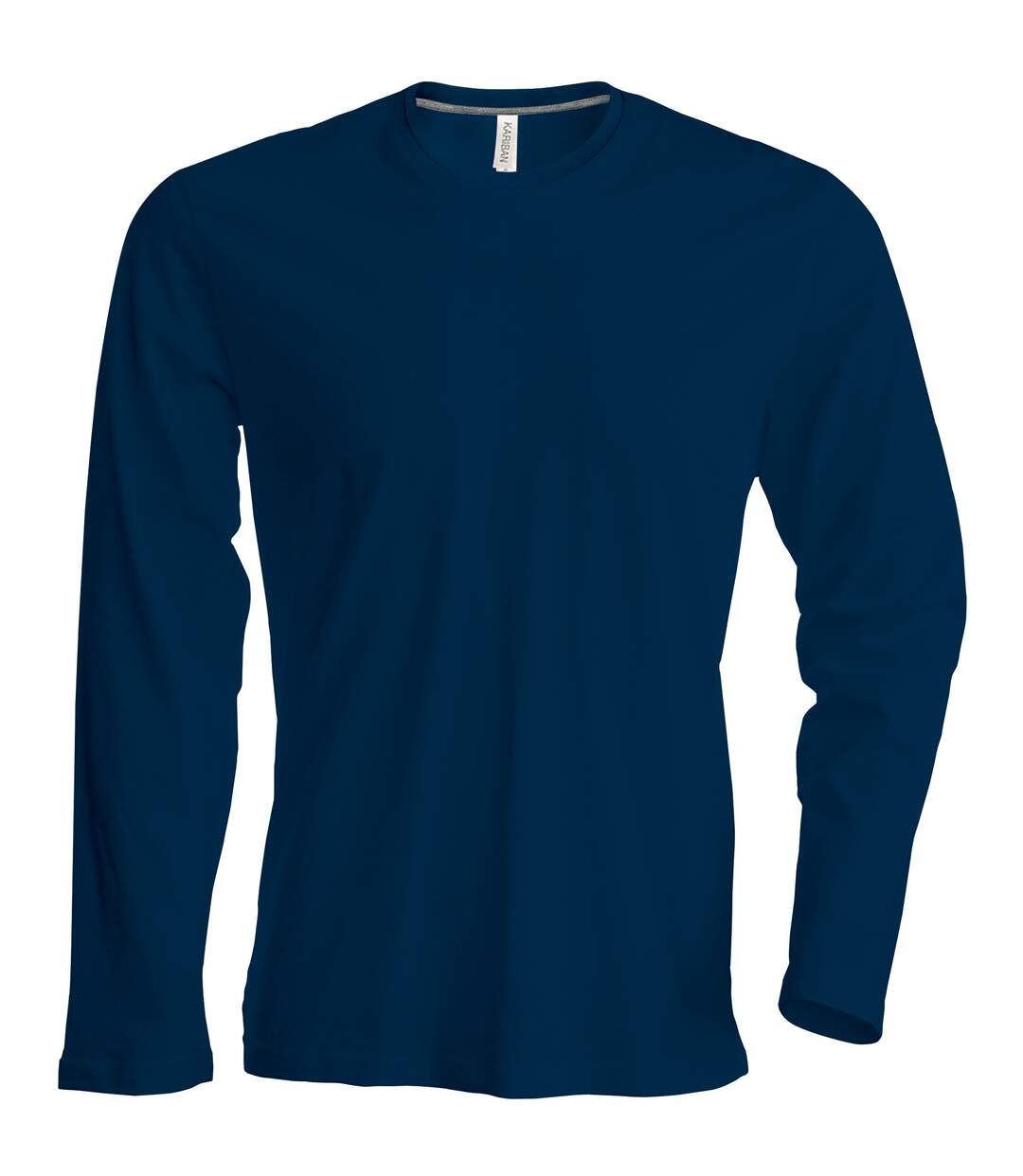 Kariban Mens Slim Fit Long Sleeve Crew Neck T-Shirt (Navy)