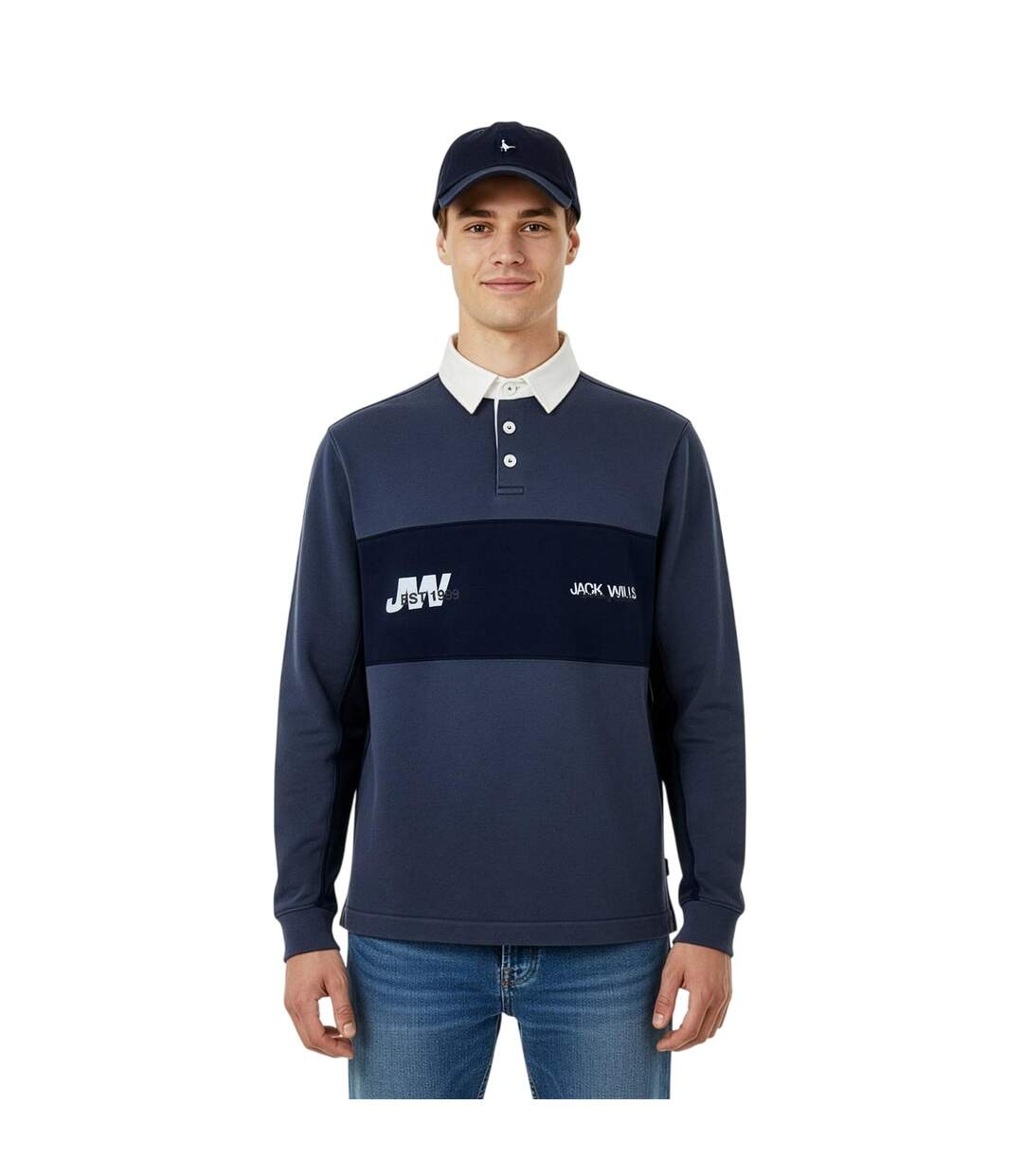 Mens Logo Relaxed Fit Rugby Shirt Night Sky Jack Wills-3