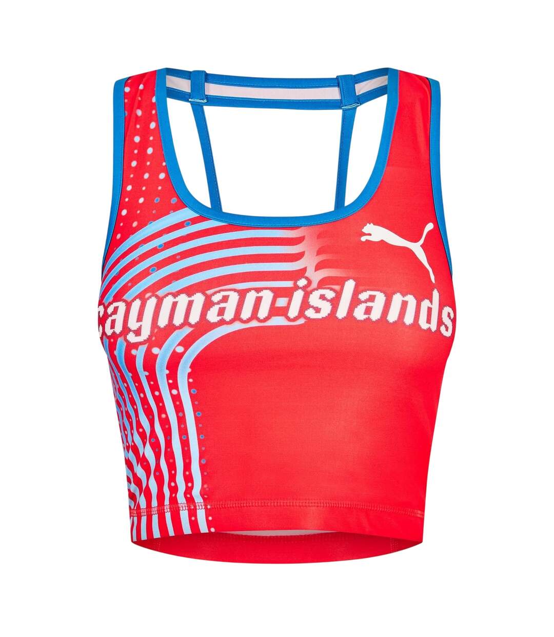 Womens/ladies Cayman Islands Strappy Fitted Crop Top Red Puma-1
