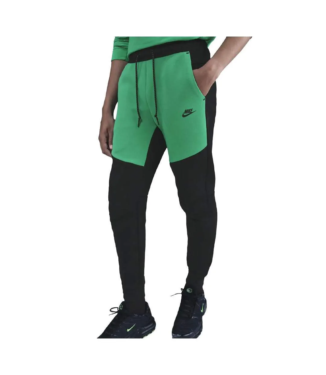 Jogging noir/vert homme nike m nk tch flc-1