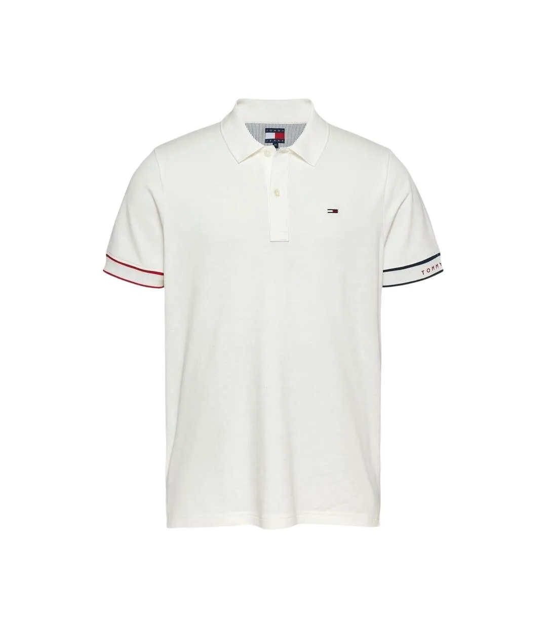 Mens Graphic Slim Short-sleeved Polo Shirt Ecru Tommy Jeans-2