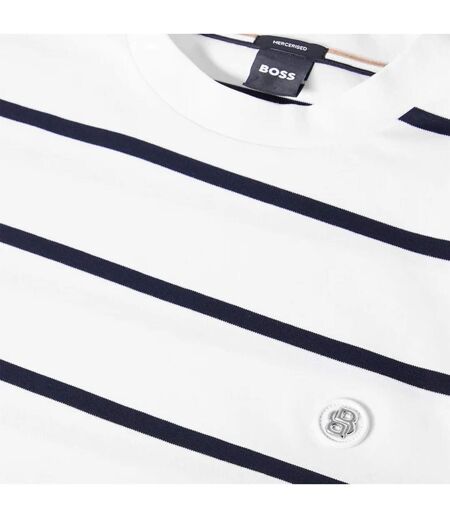 Mens Taut Striped Cotton Regular T-shirt White Boss