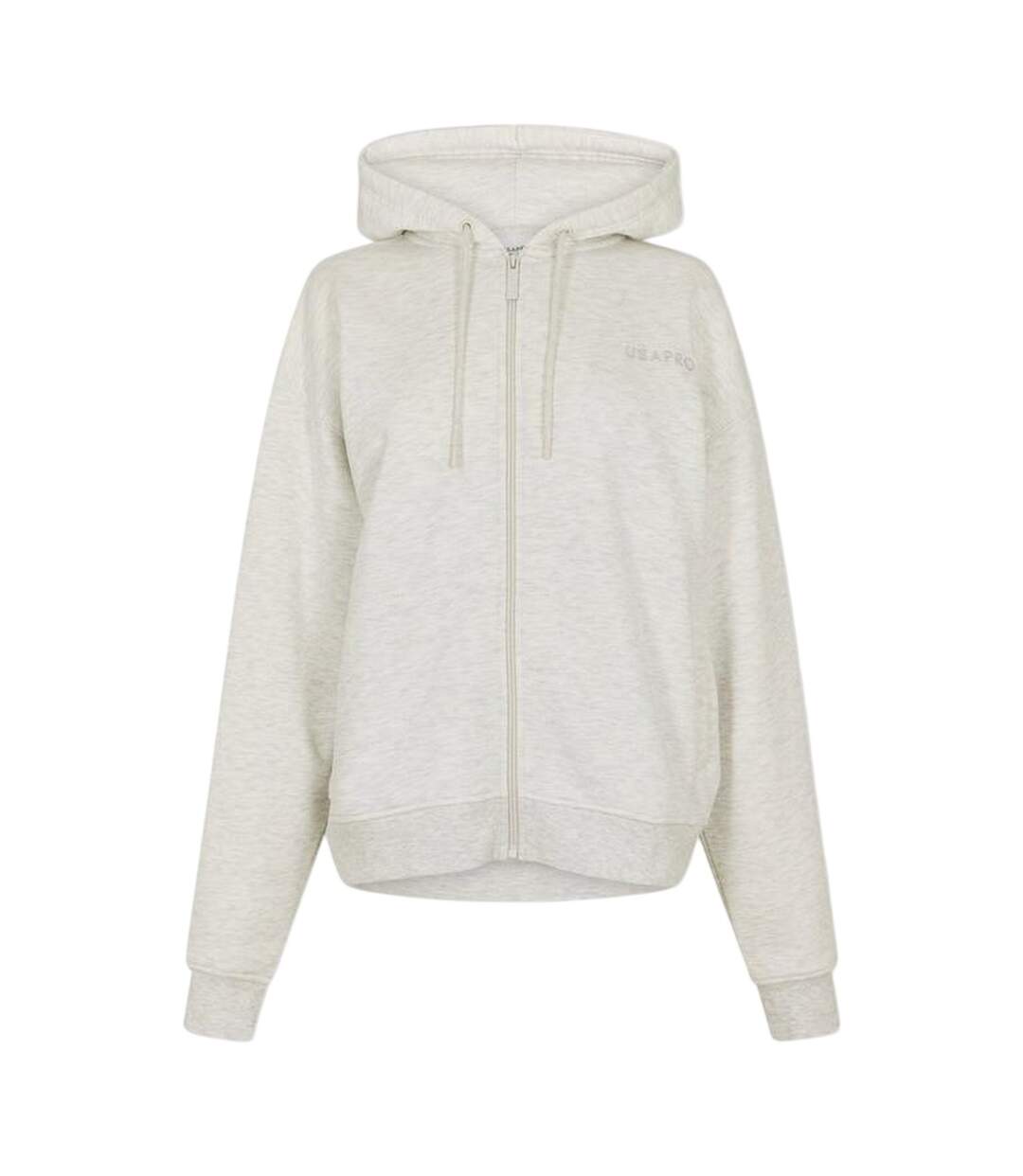 Veste À Capuche Femme Blanc Cassé Chiné USA-2