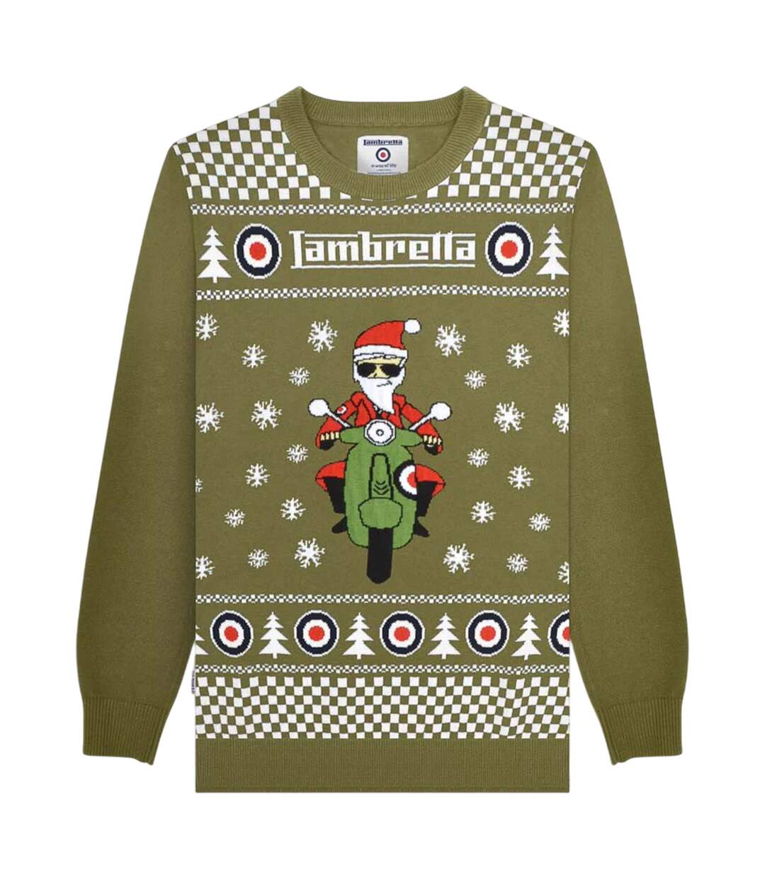 Pull Noël Style Trottinette Aw25 Homme Kaki Lambretta-1