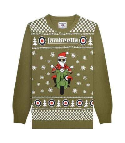 Pull Noël Style Trottinette Aw25 Homme Kaki Lambretta