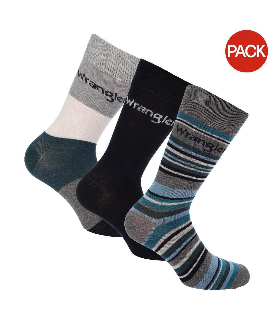 Pack Of 3  Unisex Adult Socks  Grey Multicoloured Wrangler-1