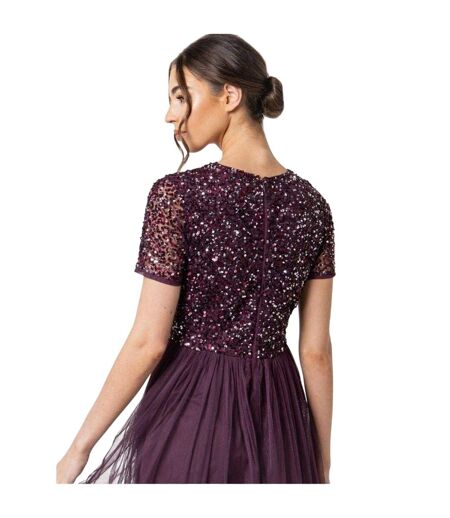 Robe Mi-longue Motif/style Paillette Femme Rouge Rose Deluxe